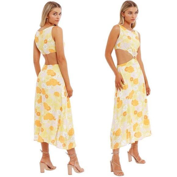 Charlie Holiday Clemence Cutout Floral Dress 4 Boho Retro Beachy Cottagecore Ret - Picture 1 of 13